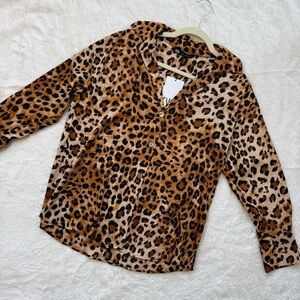 NWT | ZARA Animal Print Button Satin Blouse | Small